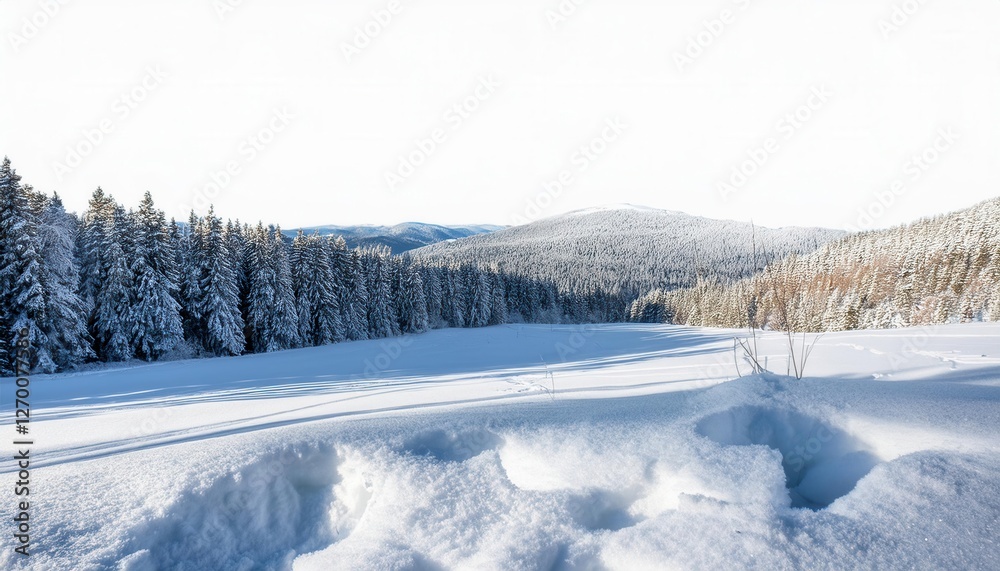 Winter snow landscape isolated on transparent background Winter snow landscape isolated on transparent background