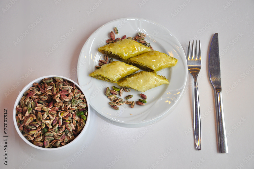 Traditional Pistachio Milk Cut Baklava Dessert Traditional Pistachio Milk Cut Baklava Dessert