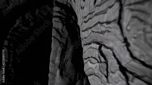 Cave Interior Footage Showcasing Intricate Rock Formations and Shadows