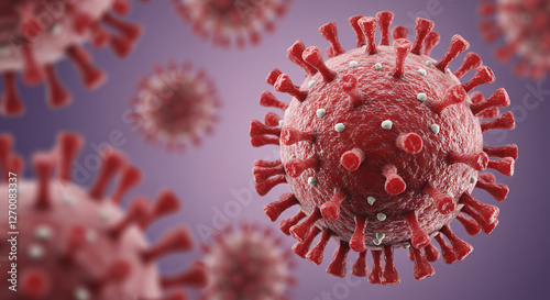 Coronavirus Close-Up: Detailed View of COVID-19 Virus Structure & Viral Particles - Medical Illustration, Pandemic, & Public Health Awareness photo