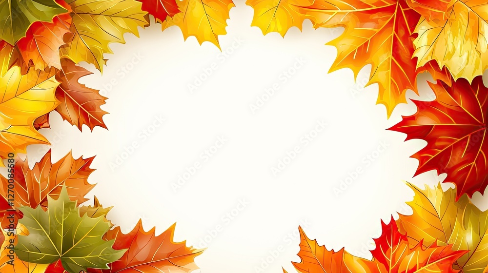 Autumn leaves frame on white background for text placement Autumn leaves frame on white background for text placement
