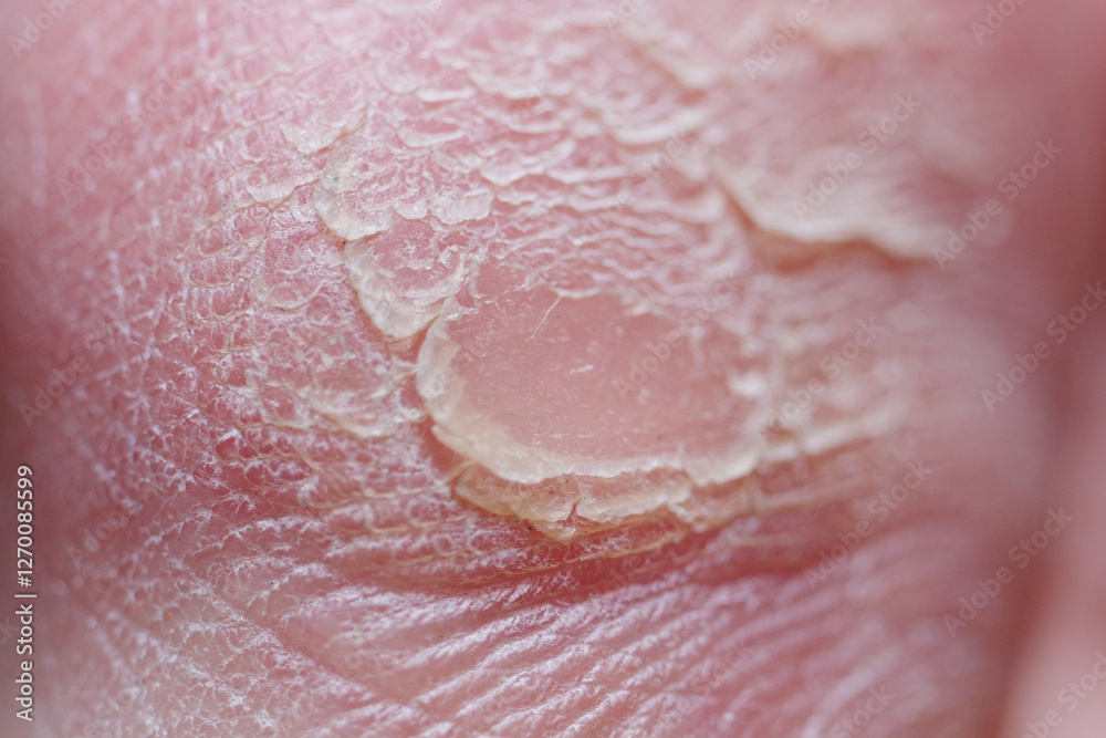 Fototapeta premium Macro texture of scaly and dried human foot texture