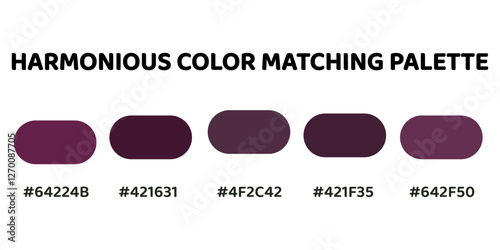 This harmonious color palette creating a sophisticated and elegant aesthetic. Ideal for luxurious and refined visual projects. burgundy, plum, mauver, soft pink, earthy green. 258.