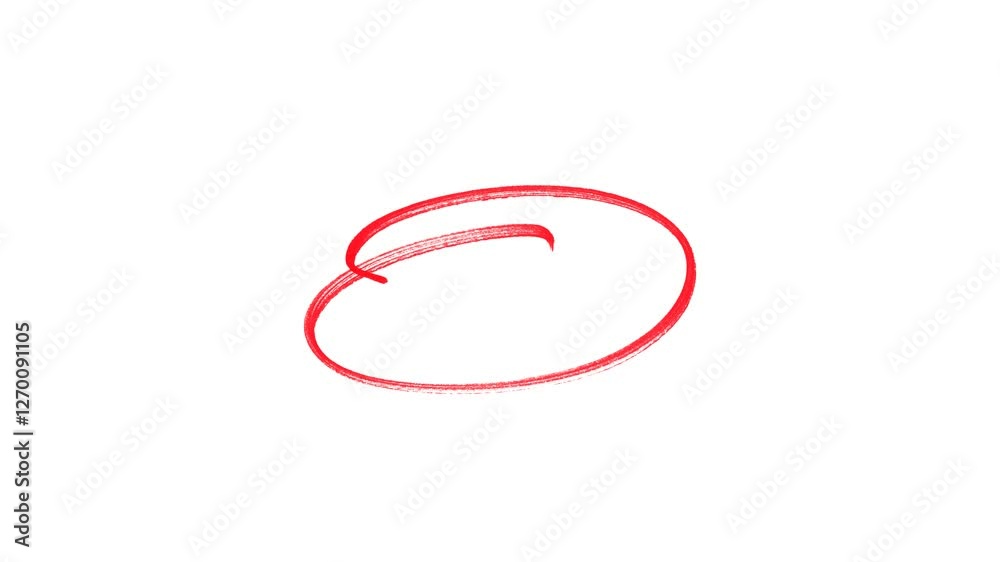 Hand-drawing oval frame circle animation, Hand-drawn red circle highlight with transparent background.
