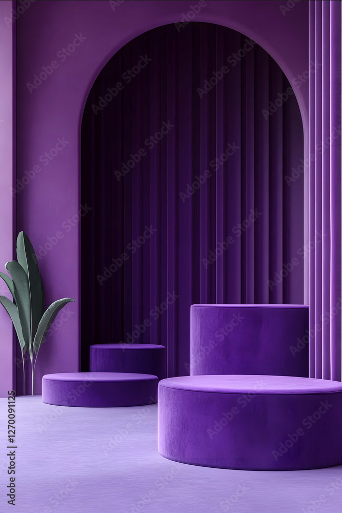 3d rendering of purple podiums 3d rendering of purple podiums
