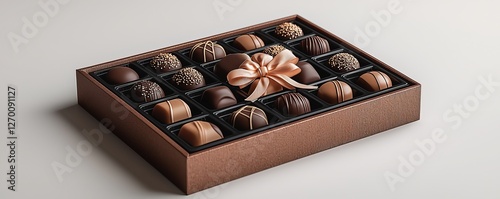 Stylish Gourmet Chocolate Box Mockup with Ribbon and Elegant Decor