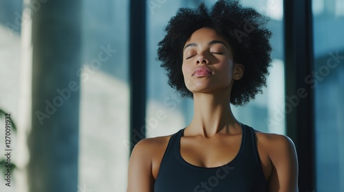 Serene African American Woman Meditating in Sunlight at Yoga Studio Free Download Serene African American Woman Meditating in Sunlight at Yoga Studio - GFXLoad