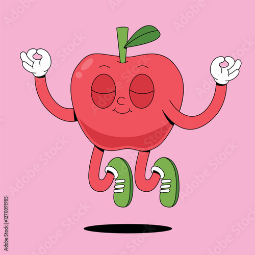 Floating apple cartoon