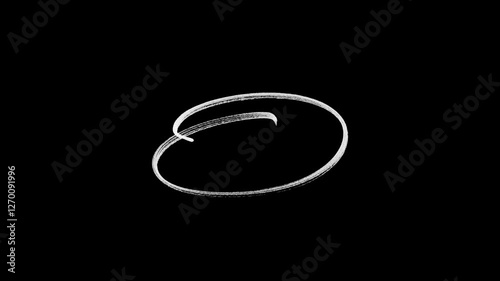 Hand-drawing oval frame circle animation, Hand-drawn white circle highlight with transparent background.
