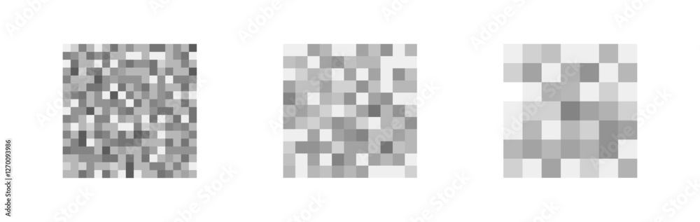 Censured blur gray pixels vector set