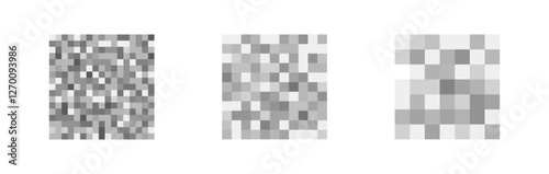 Censured blur gray pixels vector set