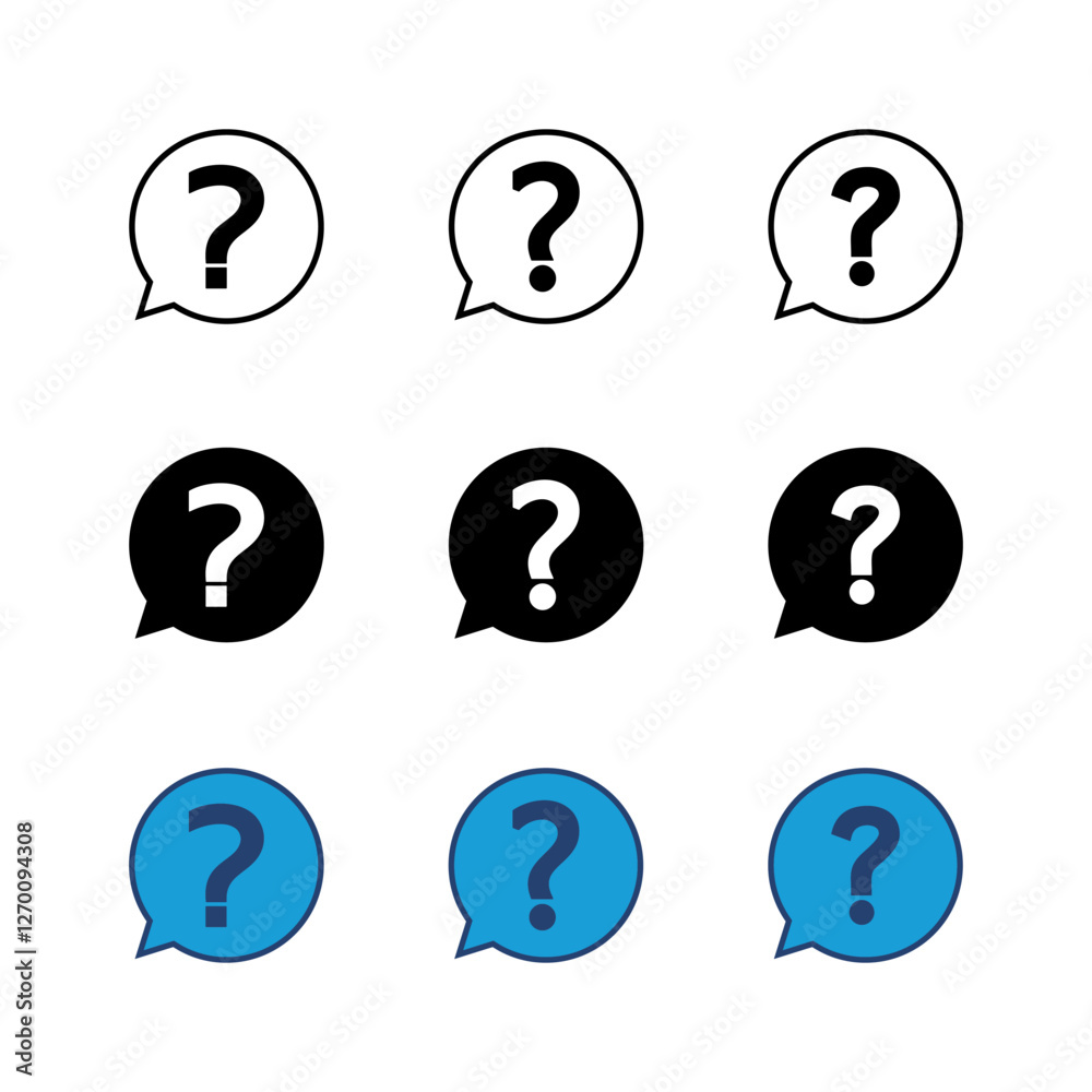 Question icon set. question mark icon vector. Question icon set. question mark icon vector.