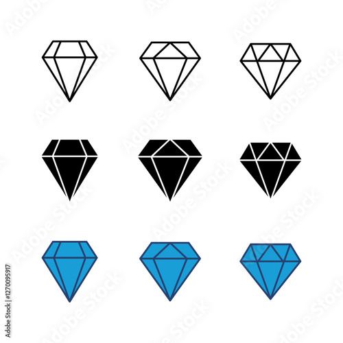 Diamond icon set. diamond gems vector icon.