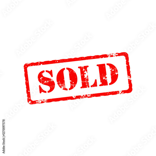 sold red stamp with transparent background