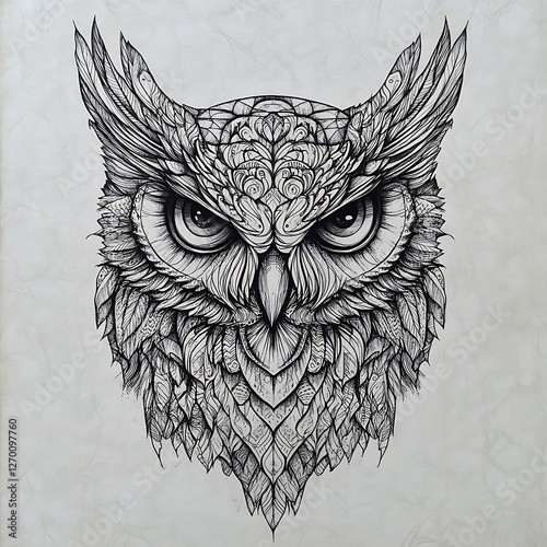 Intricate Owl Portrait Design Art photo