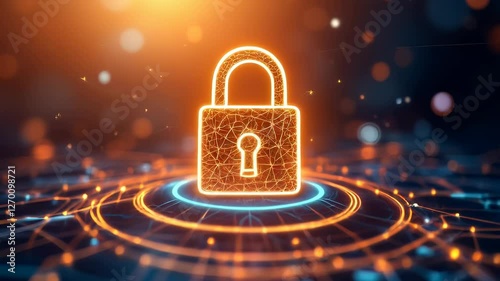 Wallpaper Mural Glowing Padlock Enhancing Digital Security and Protection in Connected Network Technology Torontodigital.ca