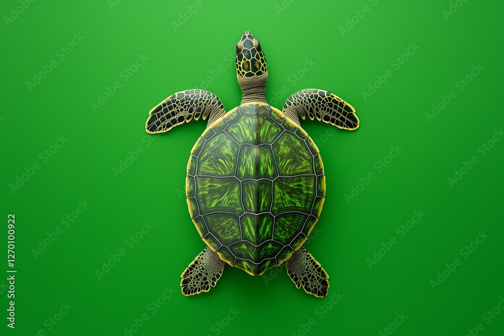Fototapeta premium Turtle top view isolated on a color