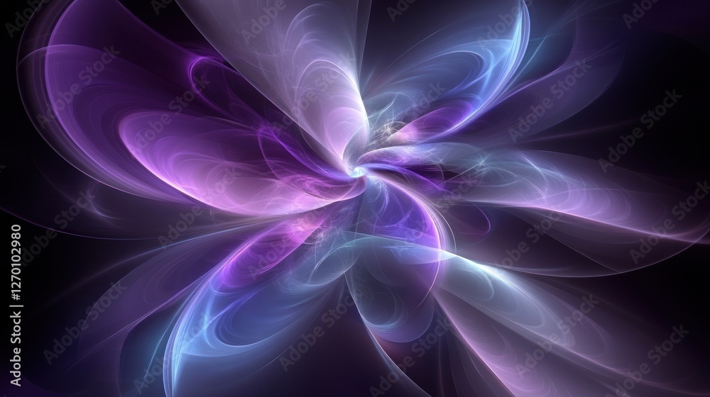 Obraz premium Abstract Purple and Blue Swirls Against a Dark Background Radiating Light
