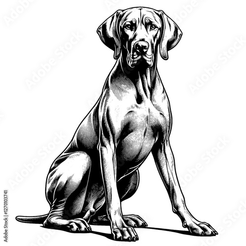 Hand drawn cute Vizsla in full-body, vector sketch isolated on white background, SVG vector	