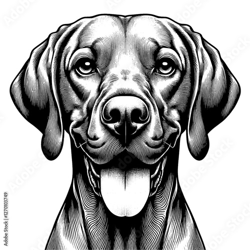 Hand drawn Vizsla portrait, vector sketch isolated on white background, SVG vector	