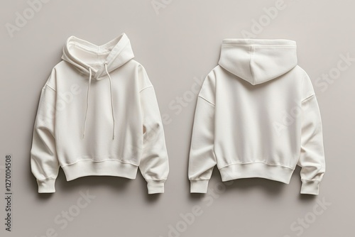 Plain white cropped hoodie front and back view against a clean background