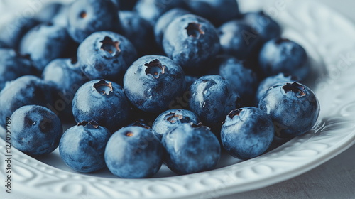 Wallpaper Mural Perfect large blueberries on a plate. Close-up shot Torontodigital.ca