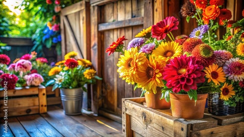 Wallpaper Mural Rustic charm meets vibrant blooms! DIY garage decor featuring macro flower photography and reclaimed wood. Torontodigital.ca