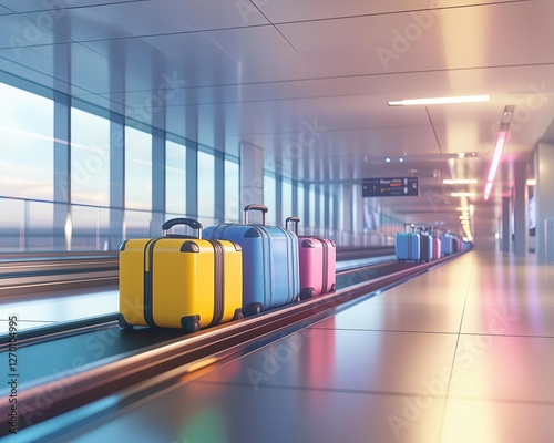 Baggage handling process airport terminal photography modern environment ground view travel efficiency