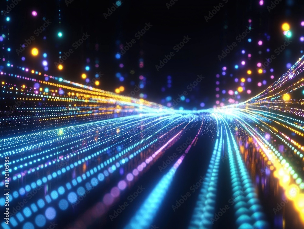 Abstract 3D Futuristic Mesh of Bright Neon Dots Abstract 3D Futuristic Mesh of Bright Neon Dots