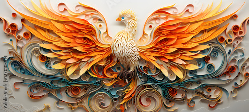 paper quilling phoenix, ai generative