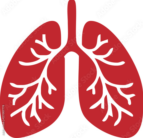 lungs icon Vector Flat design.icon Style Lungs outline Human internal organ, lungs line icon design for medical app, logo, website. Vector illustration. Lungs vector icon 