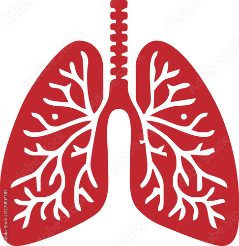lungs icon Vector Flat design.icon Style Lungs outline Human internal organ, lungs line icon design for medical app, logo, website. Vector illustration. Lungs vector icon 