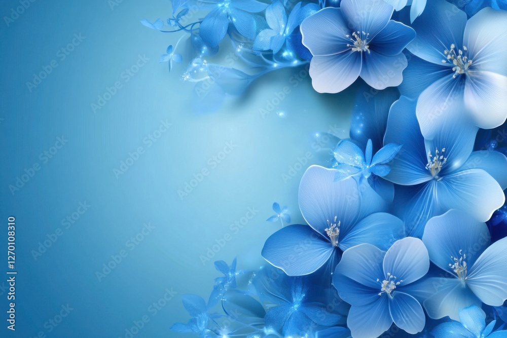 Fototapeta premium blue white flowers on a blue background