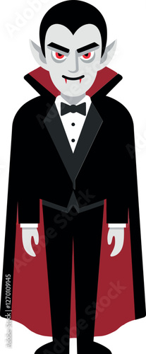 Dracula character in elegant tuxedo with flat design vector art