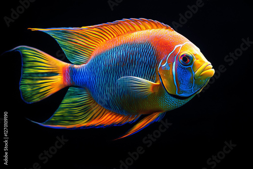 Exotic marine fish in vivid colors, isolated for aquatic themes photo