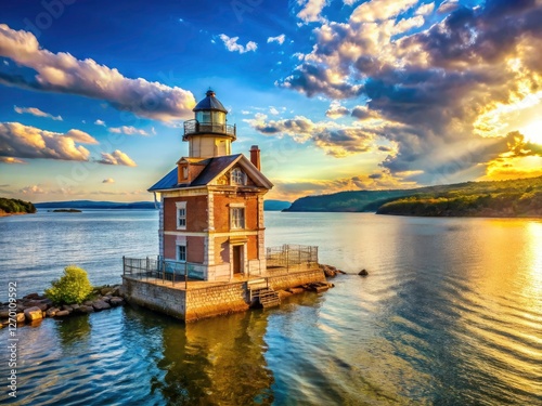 Saugerties Lighthouse:  iconic Hudson River landmark, historic maritime structure, a scenic New York State gem. photo