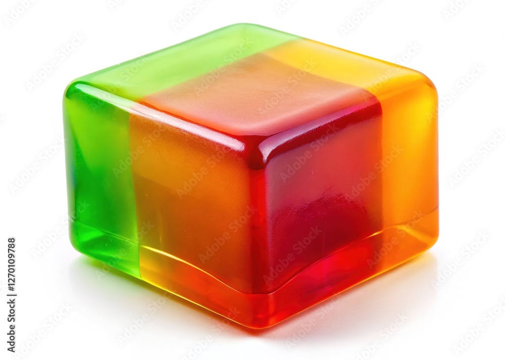 Jelly Cube Isolated on White Background with Clipping Path Jelly Cube Isolated on White Background with Clipping Path
