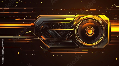 Futuristic Tech Graphics Card: Golden Design