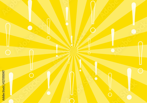 背景素材　ポップな放射線状のびっくりマーク柄背景