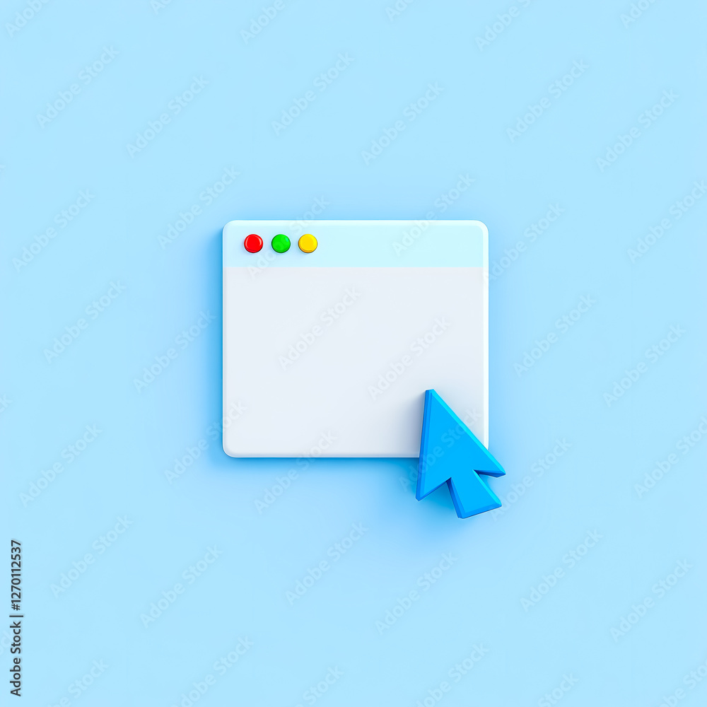 3d render of a simple web browser window and cursor 3d render of a simple web browser window and cursor