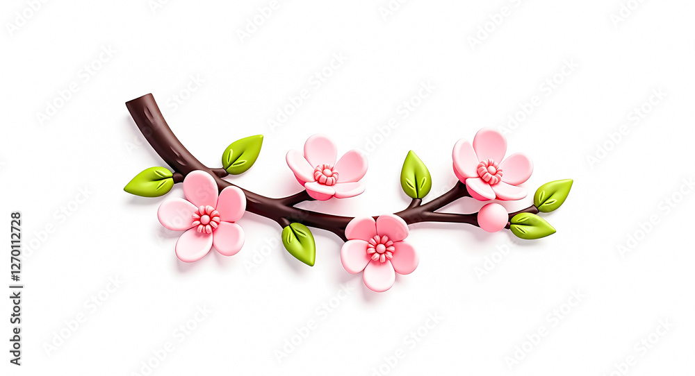 Fototapeta premium five pink blossoms on a branch