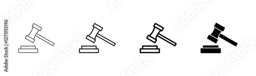 Gavel icon vector isolated on white background. Hammer icon vector. Judge Gavel Auction Icon Vector. Bid