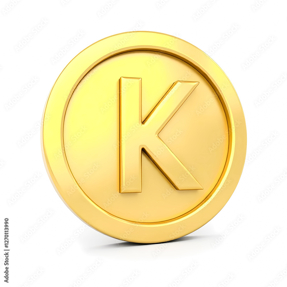 three-dimensional golden uppercase letter k rendering three-dimensional golden uppercase letter k rendering