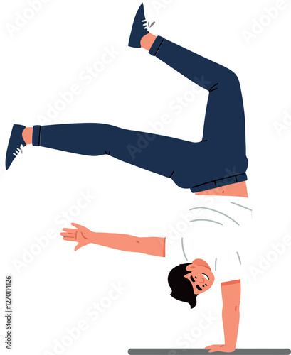 Person performing a handstand in a flat vector illustration style
