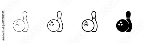 Bowling game Pin Icon vector isolated on white background. Bowling icon, ball and pin