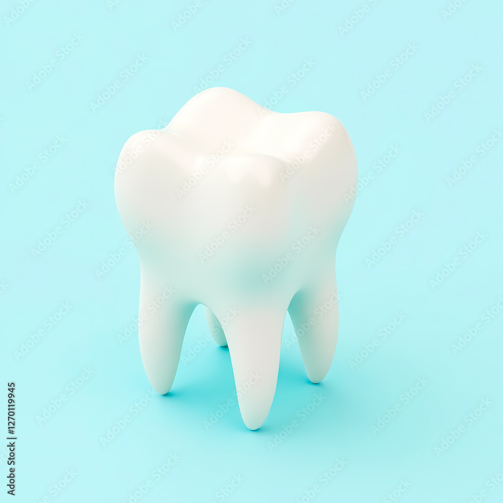 3d model of a single tooth on a light-blue background 3d model of a single tooth on a light-blue background
