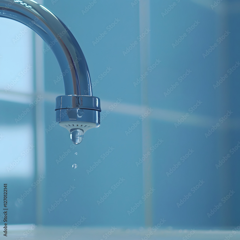 Dripping Chrome Faucet with Aerator and Water Droplets Dripping Chrome Faucet with Aerator and Water Droplets