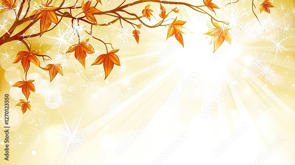 Autumn leaves branch sunlight background, seasonal art, backdrop for fall design Autumn leaves branch sunlight background, seasonal art, backdrop for fall design