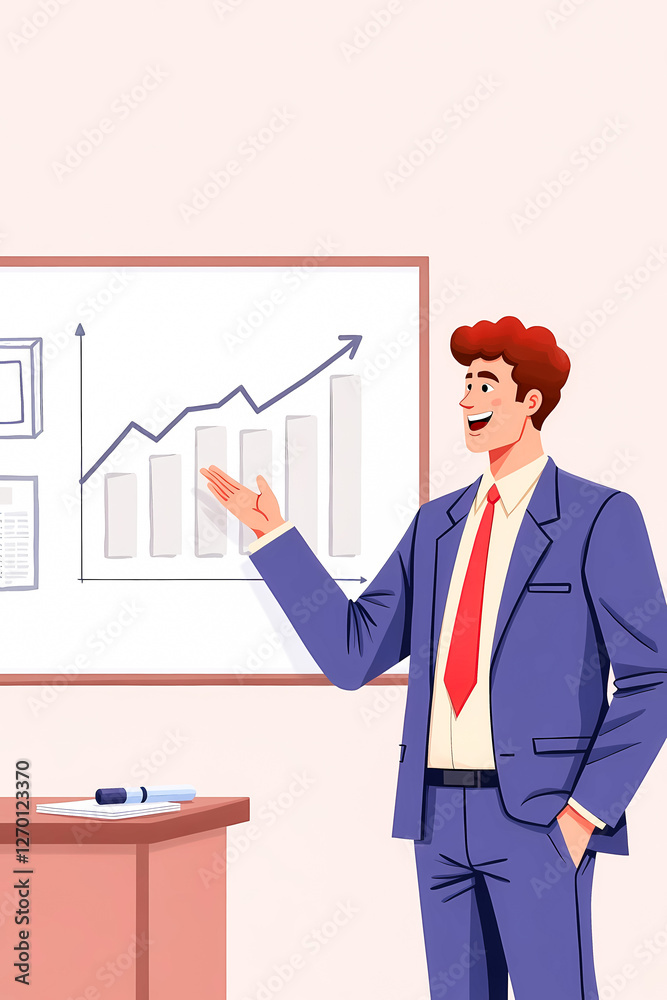 confident businessman presenting a growth chart during a business meeting confident businessman presenting a growth chart during a business meeting