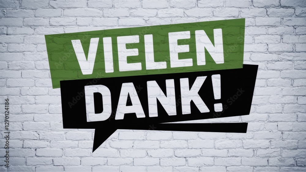 Obraz premium Vielen dank message in white on green and black shapes